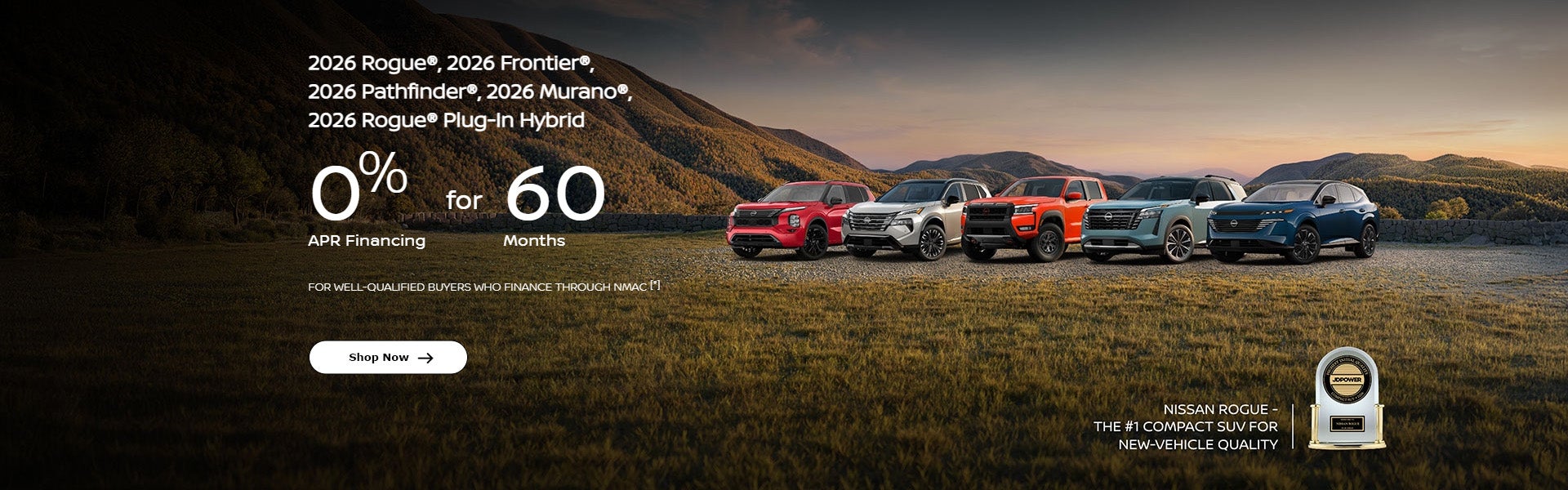 0% APR for 60 months on select new Nissan models
